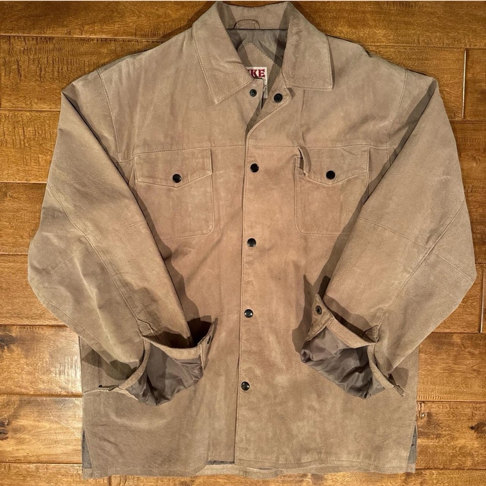 Suede Western Snap Jacket, Duke Haband Leather Trucker Coat. Vintage 90s style